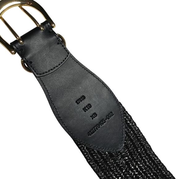 Ralph Lauren Black Statement Belt Leather Buckle Womens XS Stretch NEW 2.5\